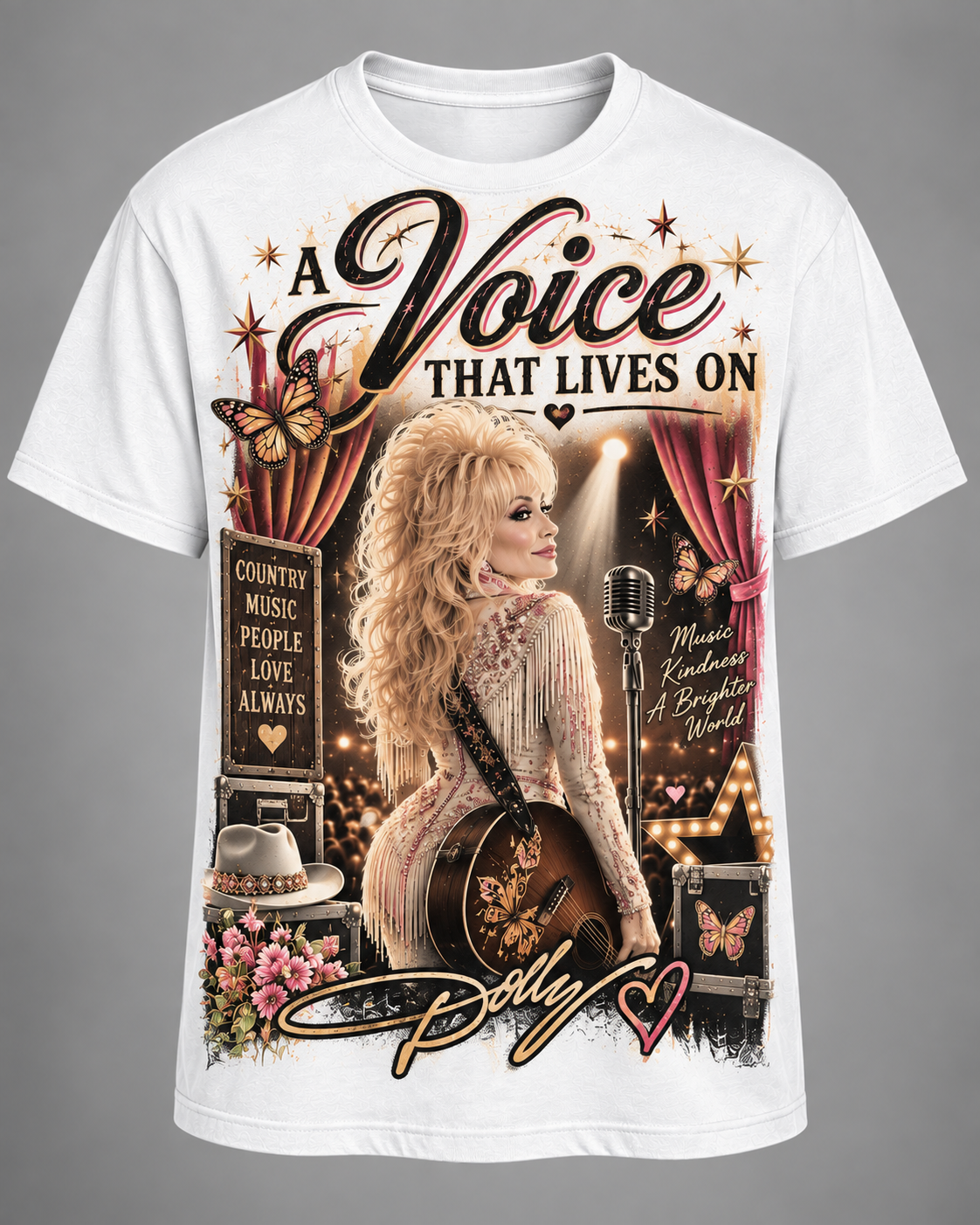 A Voice That Lives On Dolly Tribute T-Shirt – Country Music Legacy Memorial Graphic Tee