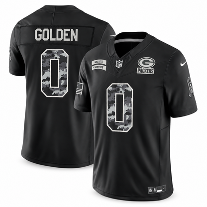 Men's Matthew Golden Green Bay Packers 2026 Salute to Service Stitched Limited Jersey - Black