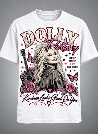 Dolly Parton Kindness Looks Good On You T-Shirt – Country Music Tribute Vintage Graphic Tee