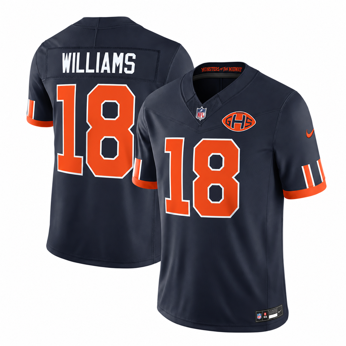 Men's Caleb Williams #18 Navy Chicago Bears 2026 Rivalries Collection Stitched Limited Football Jersey