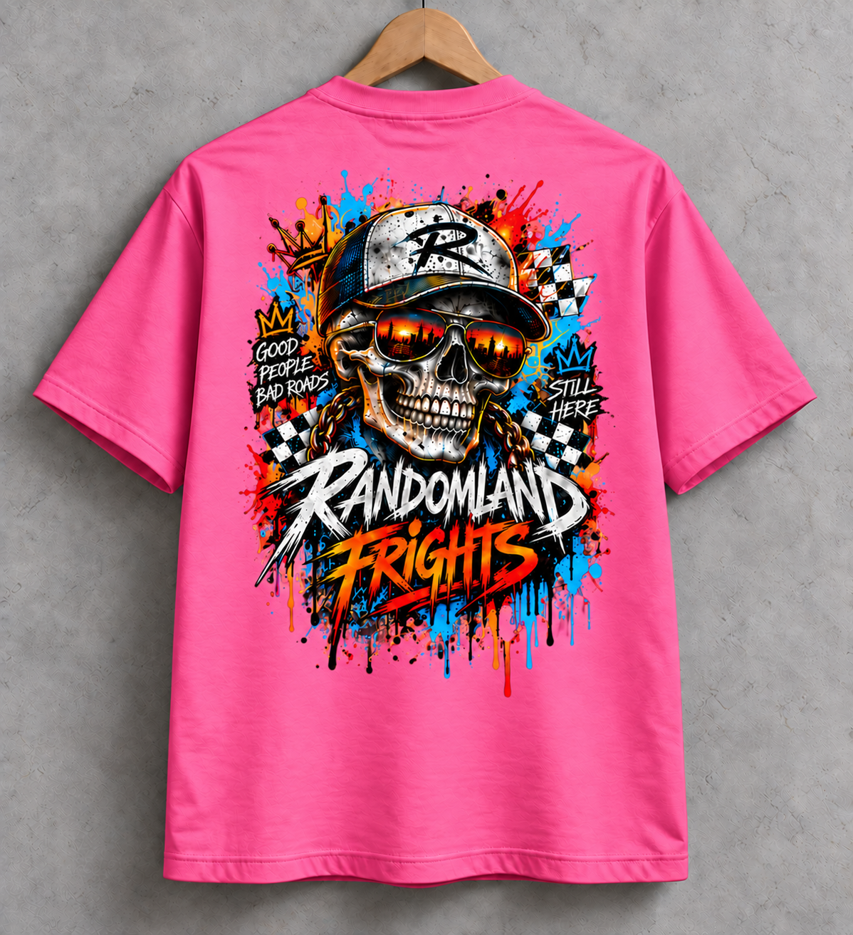 Bad Roads Skull Racing Graphic Tee – Bold Streetwear T-Shirt