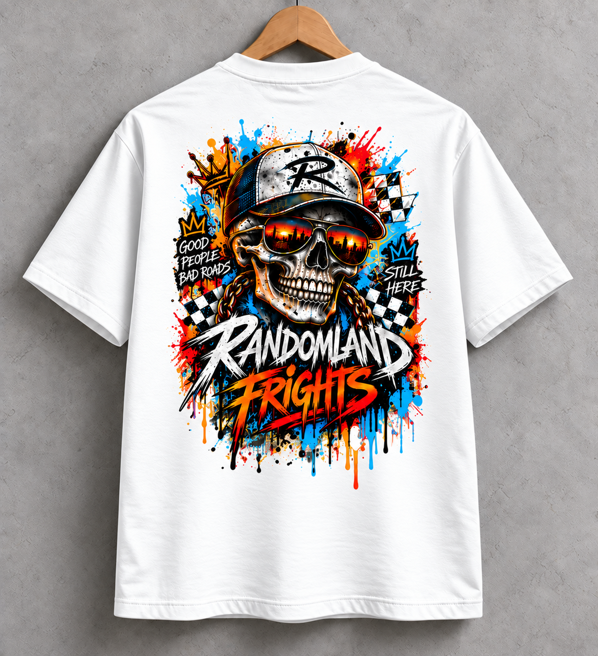 Bad Roads Skull Racing Graphic Tee – Bold Streetwear T-Shirt