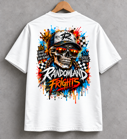 Bad Roads Skull Racing Graphic Tee – Bold Streetwear T-Shirt