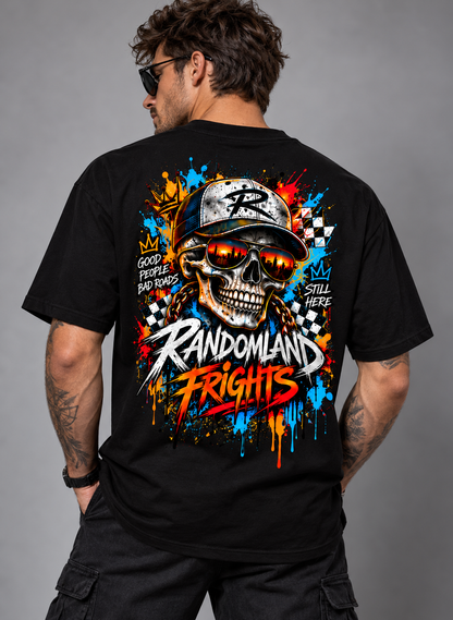 Bad Roads Skull Racing Graphic Tee – Bold Streetwear T-Shirt