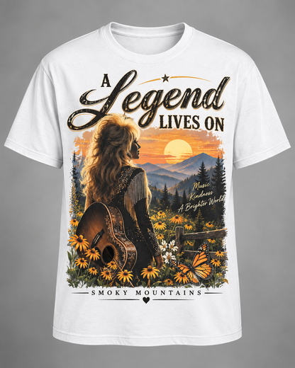 A Legend Lives On Dolly Tribute T-Shirt – Smoky Mountains Country Music Memorial Tee