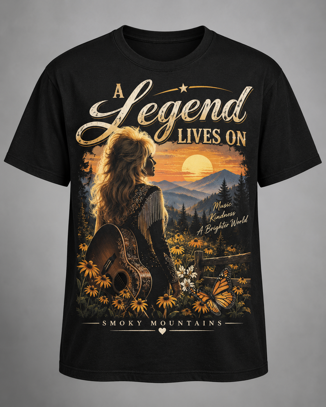 A Legend Lives On Dolly Tribute T-Shirt – Smoky Mountains Country Music Memorial Tee