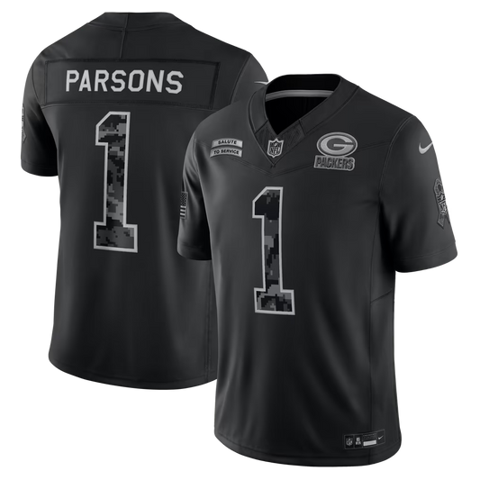 Men's Micah Parsons Green Bay Packers 2026 Salute to Service Stitched Limited Jersey - Black